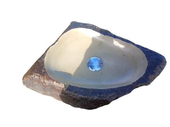 Раковина накладная из уникального цельного речного камня 55*40*9 см Karpat River 4 KR-024 фото