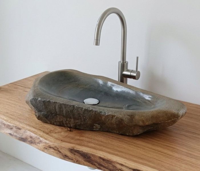Раковина из речного камня эксклюзивная большая 67*36*10см, "Реки Карпат 8" KR-035 фото