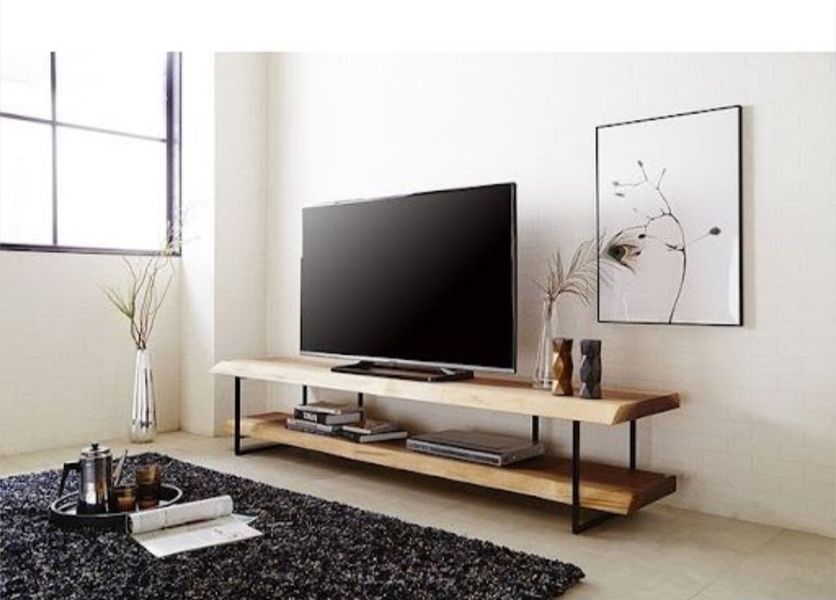 Тумба под телевизор в гостиную из дерева с природным краем стиль Loft, Karpat Master TT-003 TT-003 фото